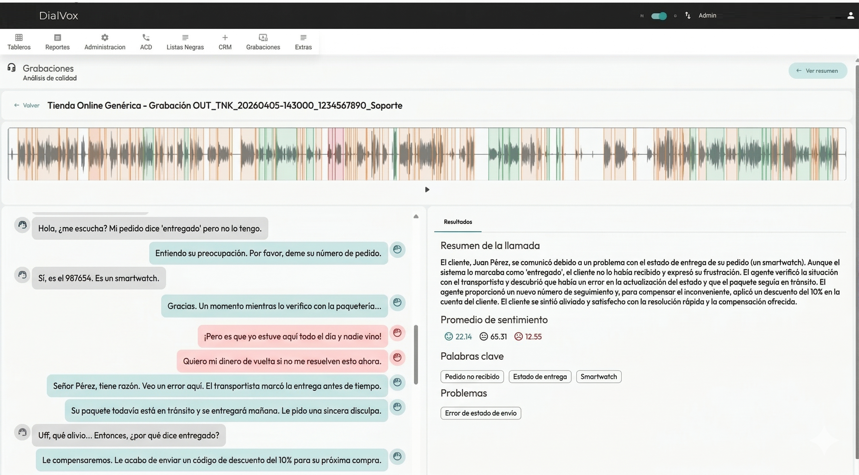 Speech Analytics — Transcripción y resumen IA
